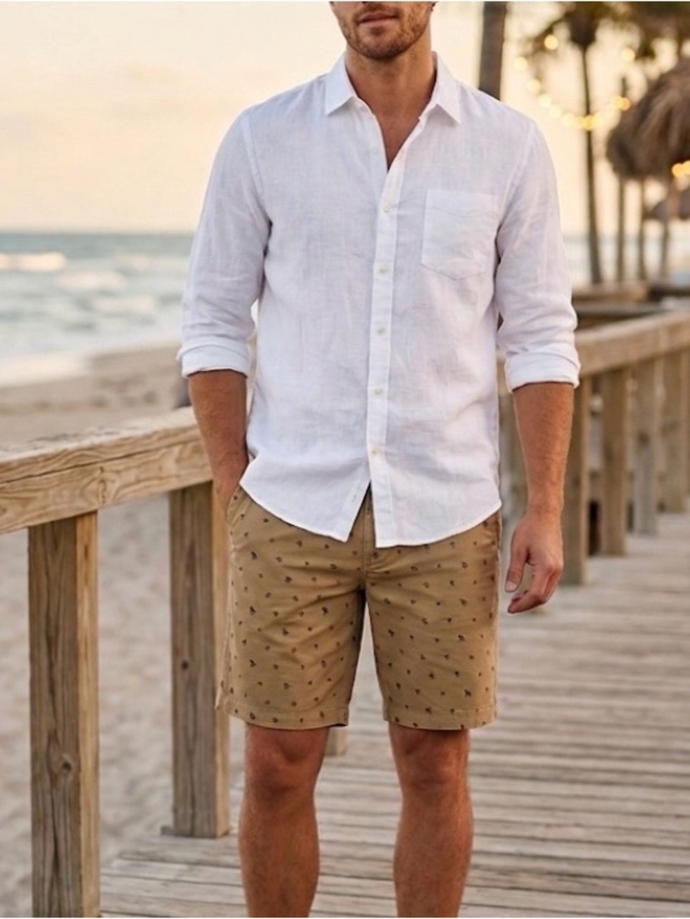 Jachs NY Bleecker Shorts Men’s 33 (Fits like 36) NWT Dark Khaki Palm Tree